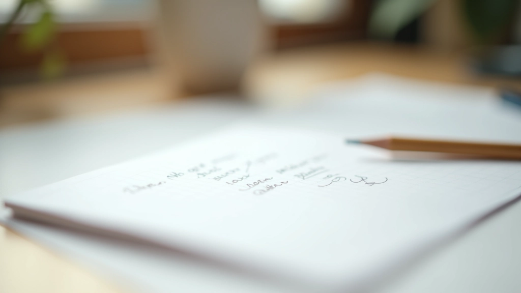 Detailní záběr na růžový sešit s psaným textem angličtiny, tužka položená na papíru, studijní materiály v přirozeném světle